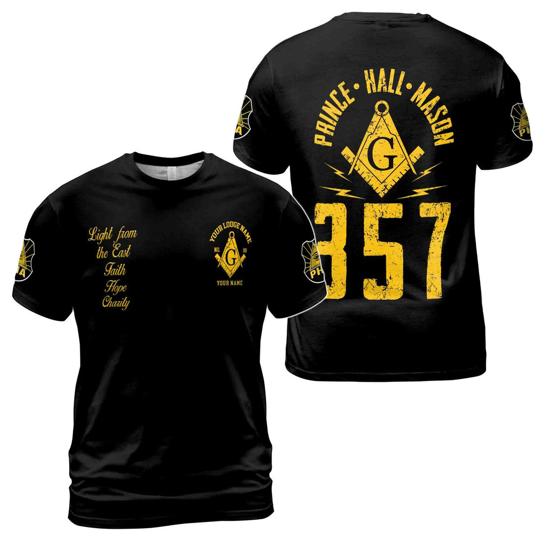 Personalized Light From East Prince Hall Mason 357 Men's 3D T-shirt S-5XL - FUKAMASONIC