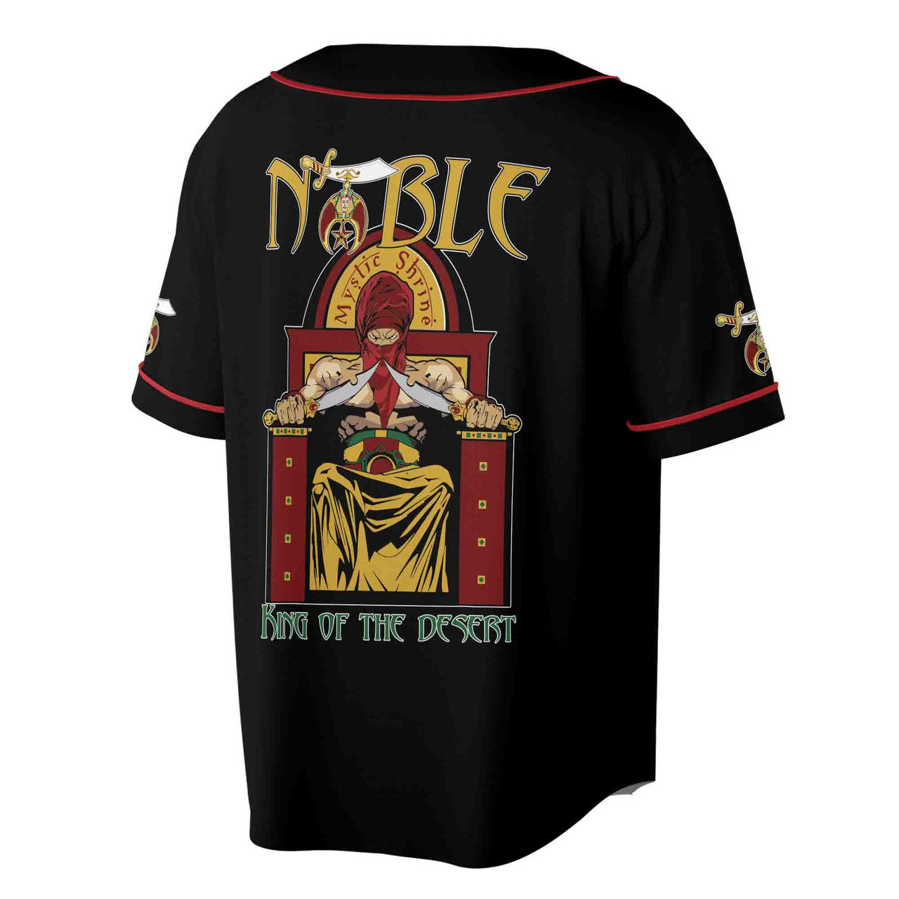 Custom Your Name, Temple Noble Shriners King Of The Desert 3D Baseball Jersey Size S-5XL - FUKAMASONIC