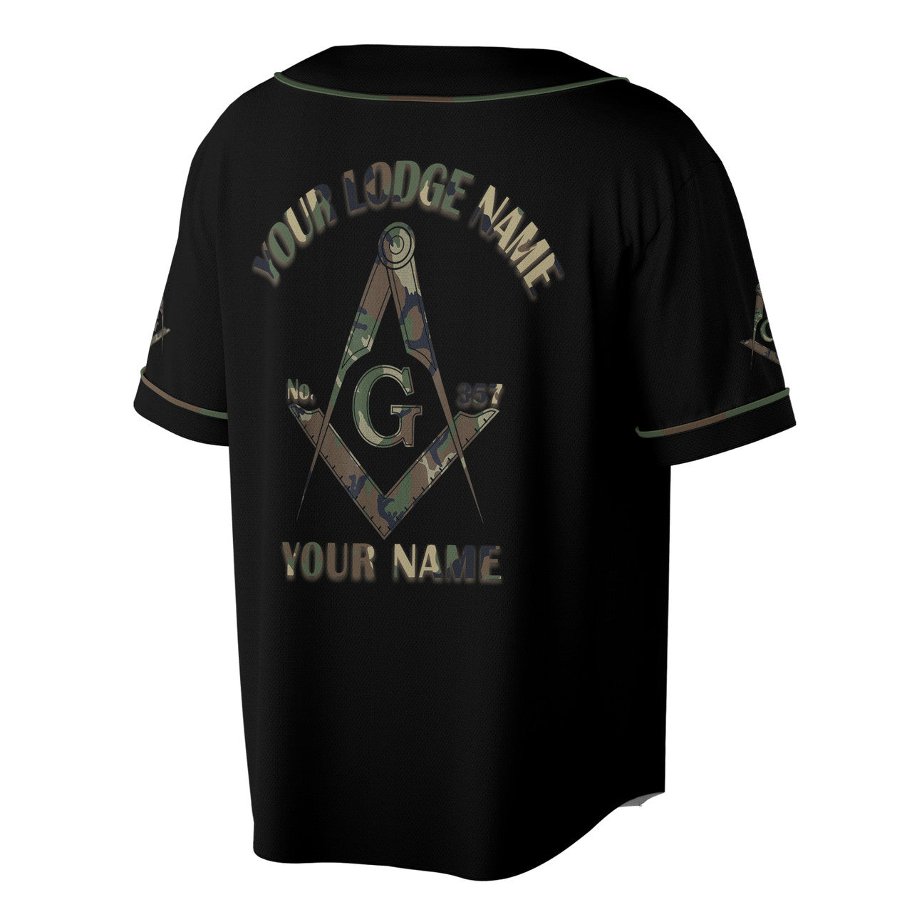 Masonic Camo Square and Compass - Freemason Baseball Jersey S-5XL - FUKAMASONIC
