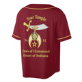 Custom Name Number Temple Shriners Noble Freemason Burgundy Baseball Jersey S-5XL - FUKAMASONIC