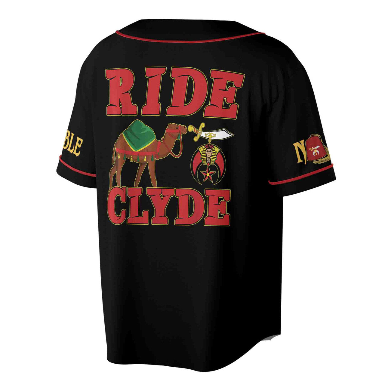 Custom Your Name, Temple Noble Shriners Ride Clyde Camel 3D Baseball Jersey Size S-5XL - FUKAMASONIC