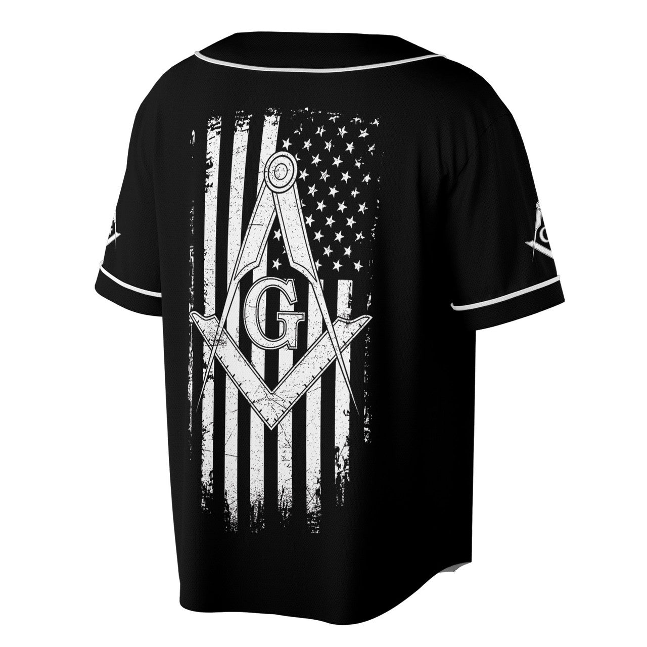 Masonic American Flag Square and Compass - Freemason Baseball Jersey S-5XL - FUKAMASONIC
