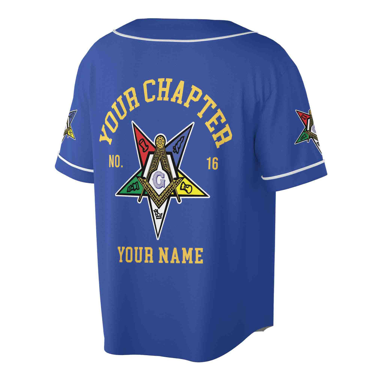 Order Of The Eastern Star OES Past Patrons Emblem Masonic Square & Compass Baseball Jersey S-5XL - FUKAMASONIC