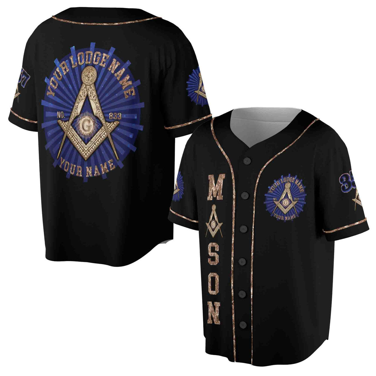 Freemason Symbol Custom Lodge Name Number 3D Baseball Jersey Size S-5XL - FUKAMASONIC