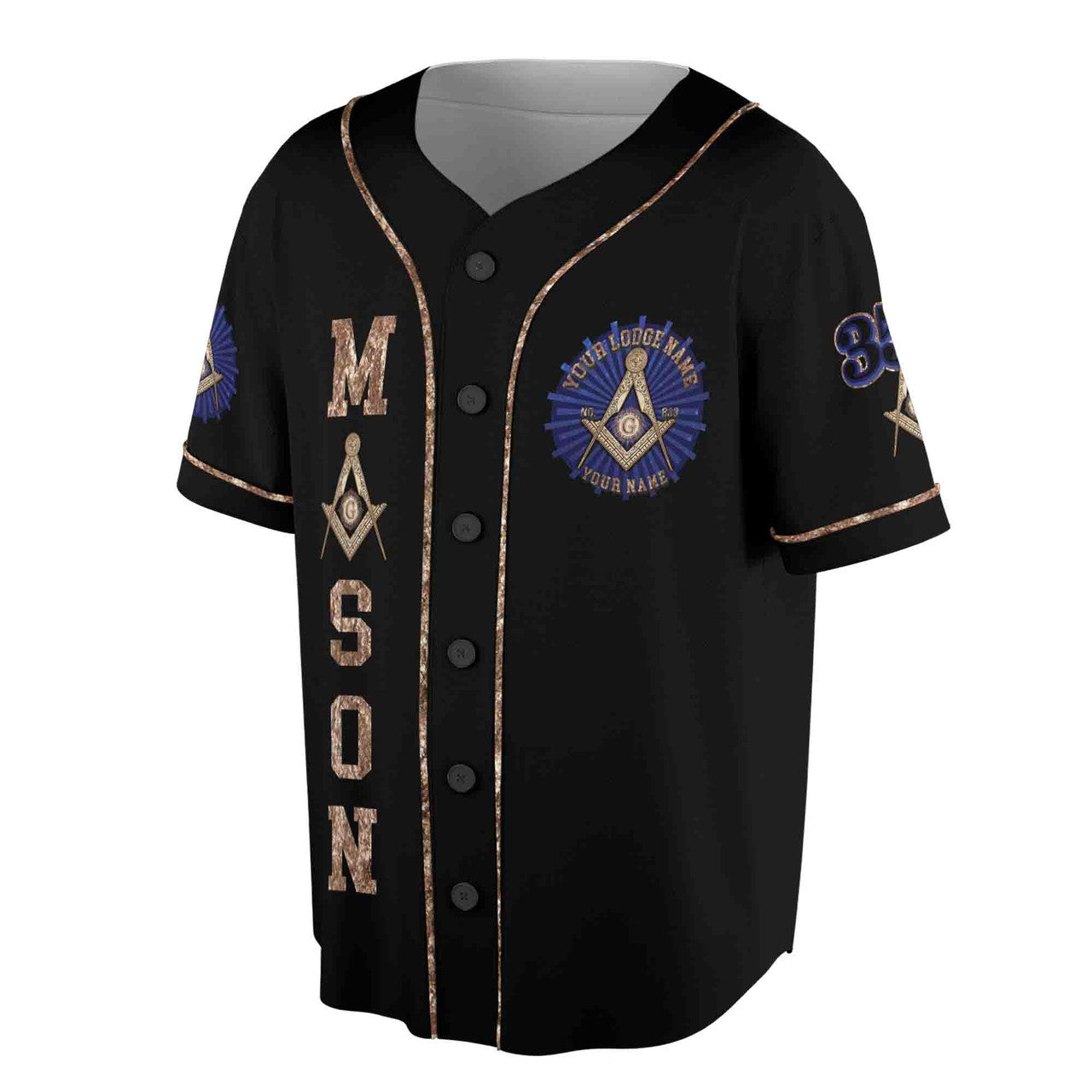 Freemason Symbol Custom Lodge Name Number 3D Baseball Jersey Size S-5XL - FUKAMASONIC