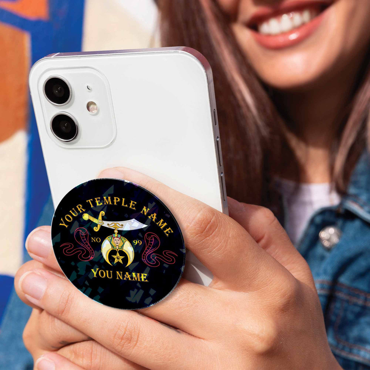 Customized Shriners Cobras Symbol Masonic Hologram PopSocket - FUKAMASONIC