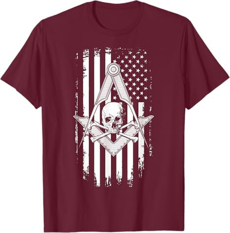 Master Mason American Flag Masonic Skull - Freemason T-Shirt T-Shirt - FUKAMASONIC