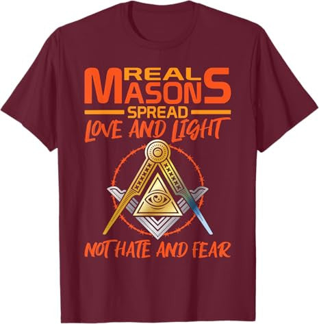 Freemason Real Masons Love and Light Masonic T-Shirt - FUKAMASONIC
