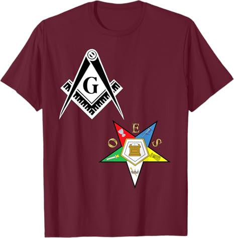 OES Mason Split Long T Shirt Masonic Eastern Star Tee Black T-Shirt - FUKAMASONIC