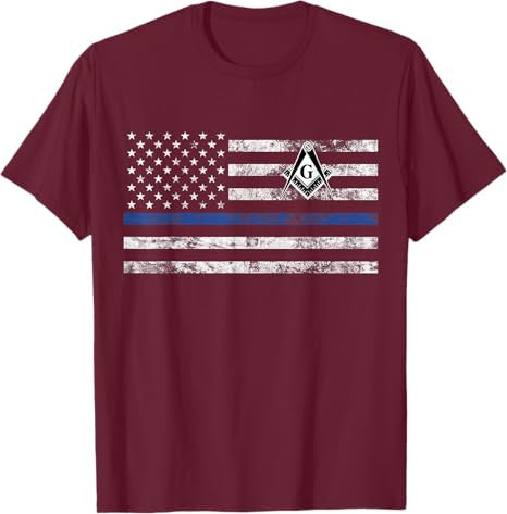Masonic Police Thin Blue Line Flag Mason T-Shirt - FUKAMASONIC