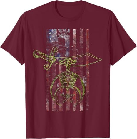 Shriner Masonic Patriotic American Flag T-shirt - FUKAMASONIC