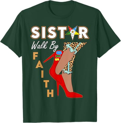 OES SiStar Leopard Walk By Faith Eastern Star Thanksgiving T-Shirt - FUKAMASONIC