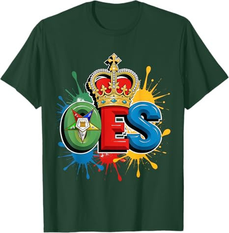 OES Queen Crown Diamond WaterColor Order of the Eastern Star T-Shirt - FUKAMASONIC