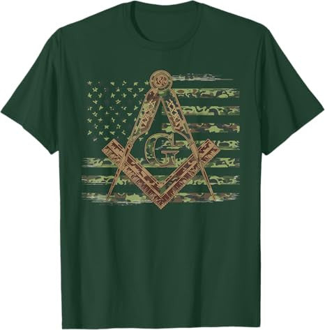 American Camo Flag Mason Masonic Camo Freemason T-Shirt - FUKAMASONIC