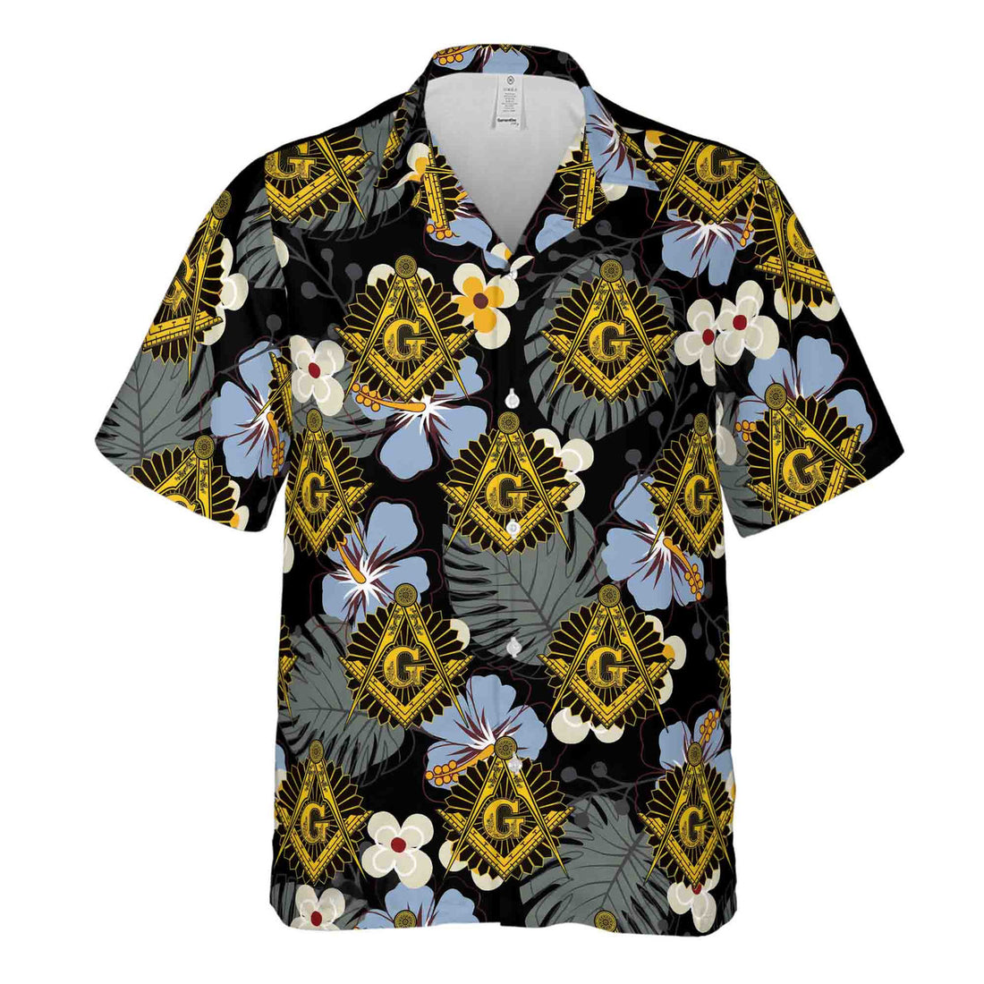 Customize Freemasonry Master Mason Black Tropical Floral Hawaiian Shirt S-5XL - FUKAMASONIC