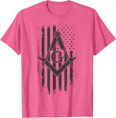 Mens Masonic American Flag Square and Compass - Freemason T-Shirt - FUKAMASONIC