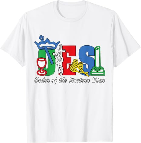 Adah Ruth Esther Martha Electa Symbols of OES Eastern Star T-Shirt - FUKAMASONIC