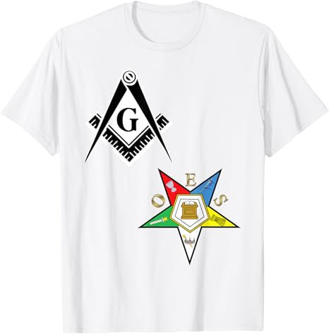 OES Mason Split Long T Shirt Masonic Eastern Star Tee Black T-Shirt - FUKAMASONIC