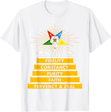 OES Star Fidelity Constancy Purity Faith Fervency & Zeal T-Shirt - FUKAMASONIC