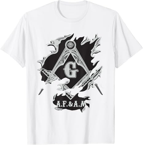 Masons AF&AM Torn Ripped Skin Symbol Masonic Father's Day T-Shirt - FUKAMASONIC