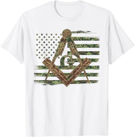 American Camo Flag Mason Masonic Camo Freemason T-Shirt - FUKAMASONIC