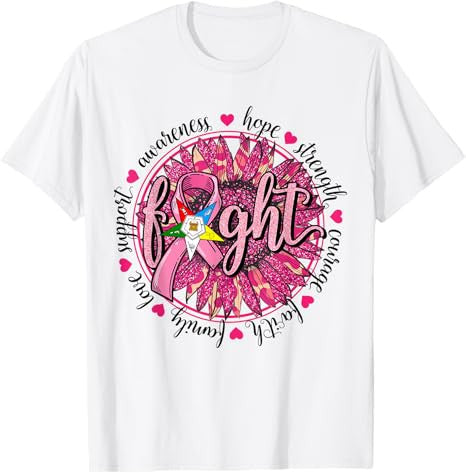 OES Fight Faith Hope Love Support Breast Cancer Awareness T-Shirt