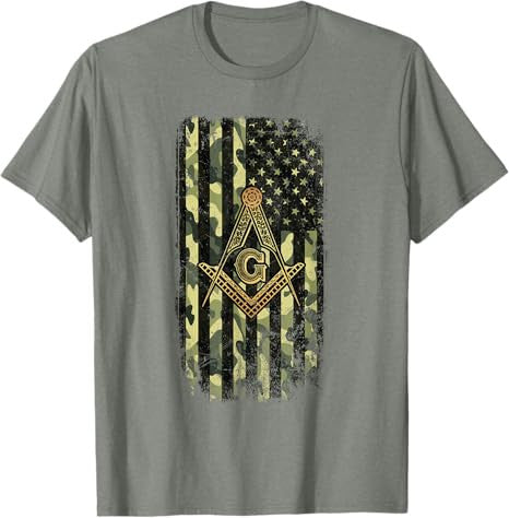 Masonic Camo American Flag - Freemason T-Shirt - FUKAMASONIC