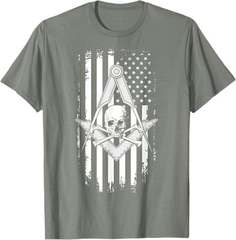 Master Mason American Flag Masonic Skull - Freemason T-Shirt T-Shirt - FUKAMASONIC