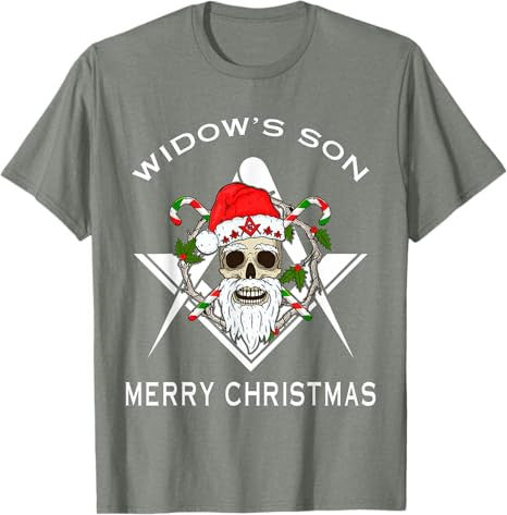 Masonic Widow's Son Compass Square Freemason Merry Christmas T-Shirt - FUKAMASONIC