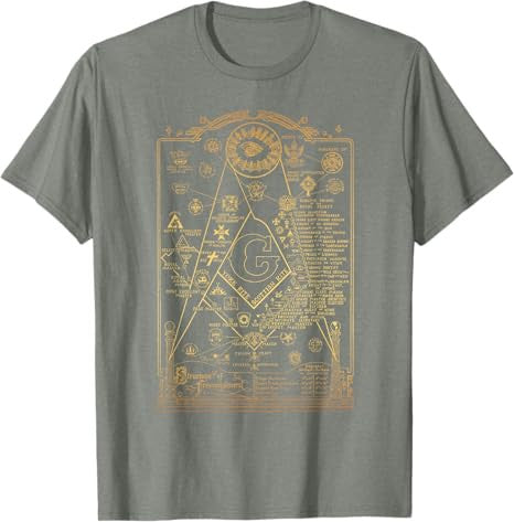 Structure of Freemasonry Square and Compass, Diagram T-Shirt T-Shirt - FUKAMASONIC
