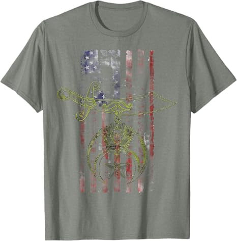 Shriner Masonic Patriotic American Flag T-shirt - FUKAMASONIC