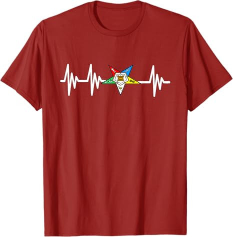 OES Order of the Eastern Star Logo EKG Heartbeat T-Shirt - FUKAMASONIC