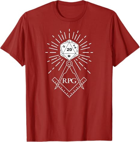 RPG Dice Boardgame Freemason D20 Masonic Cube Maker Templar T-Shirt - FUKAMASONIC