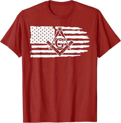Freemason Masonic Fraternal Freemasonry USA Flag America T-Shirt - FUKAMASONIC