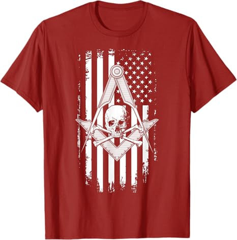 Master Mason American Flag Masonic Skull - Freemason T-Shirt - FUKAMASONIC