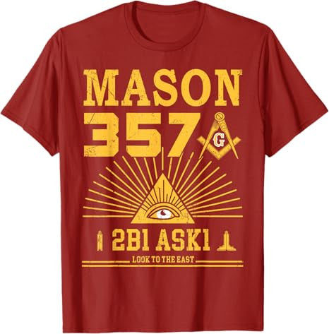 Mason 357 2B1Ask1 Look To The East Masonic Square & Compass T-Shirt - FUKAMASONIC