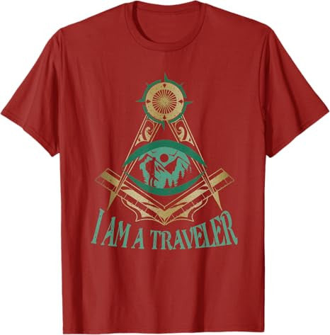 Masonic Freemasonry Fraternal Square Compass I Am A Traveler T-Shirt - FUKAMASONIC