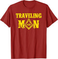 Masonic Freemasonry Fraternal Square Compass Traveling Man T-Shirt - FUKAMASONIC