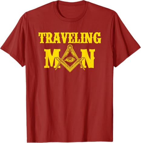 Masonic Freemasonry Fraternal Square Compass Traveling Man T-Shirt - FUKAMASONIC