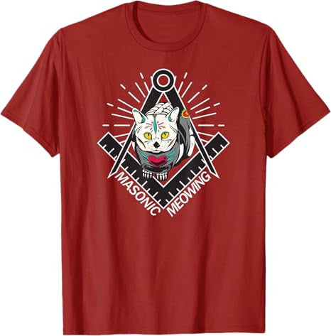 Cute Masonic Meowing Cat freemason mason esoteric spiritual T-Shirt - FUKAMASONIC