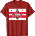 Washington DC State Flag Masonic Square & Compass Freemason T-Shirt - FUKAMASONIC