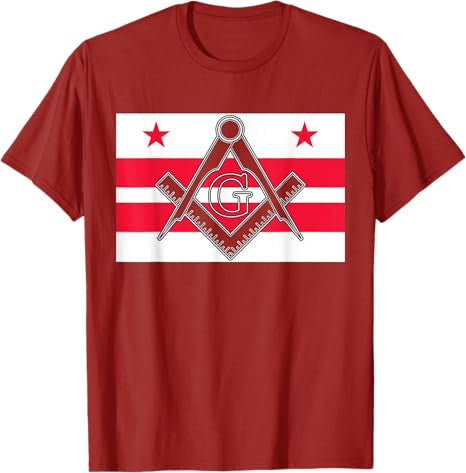 Washington DC State Flag Masonic Square & Compass Freemason T-Shirt - FUKAMASONIC
