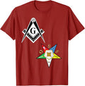 OES Mason Split Long T Shirt Masonic Eastern Star Tee Black T-Shirt - FUKAMASONIC