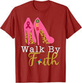 OES Leopard Pink Star Walk By Faith Breast Cancer Awareness T-Shirt - FUKAMASONIC