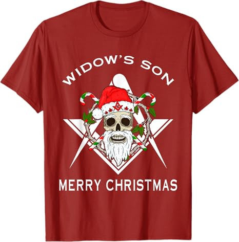 Masonic Widow's Son Compass Square Freemason Merry Christmas T-Shirt - FUKAMASONIC
