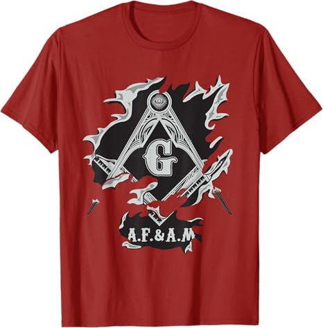 Masons AF&AM Torn Ripped Skin Symbol Masonic Father's Day T-Shirt - FUKAMASONIC