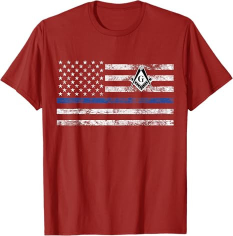 Masonic Police Thin Blue Line Flag Mason T-Shirt - FUKAMASONIC