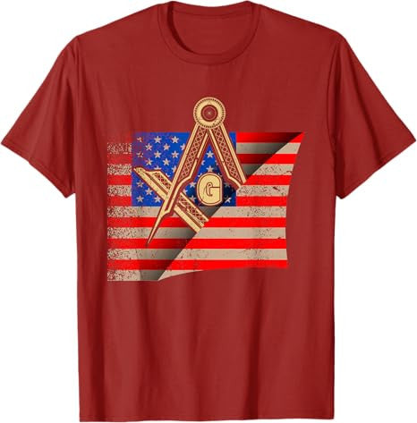Vintage US Flag Real Mason Square & Compass Masonic T-Shirt - FUKAMASONIC