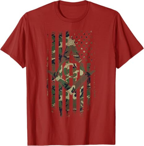 Masonic American Flag Square and Compass - Freemason T-Shirt T-Shirt - FUKAMASONIC