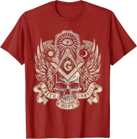 Masonic Skull God's Eye Faith Hope Charity Fathers Christmas T-Shirt - FUKAMASONIC